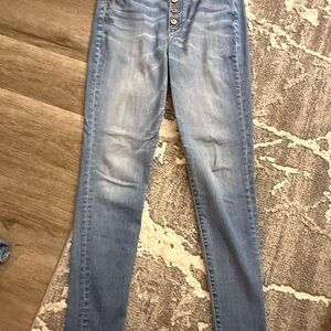 14 Long - American Eagle Outfitters Light Blue button front High Rise Jeans